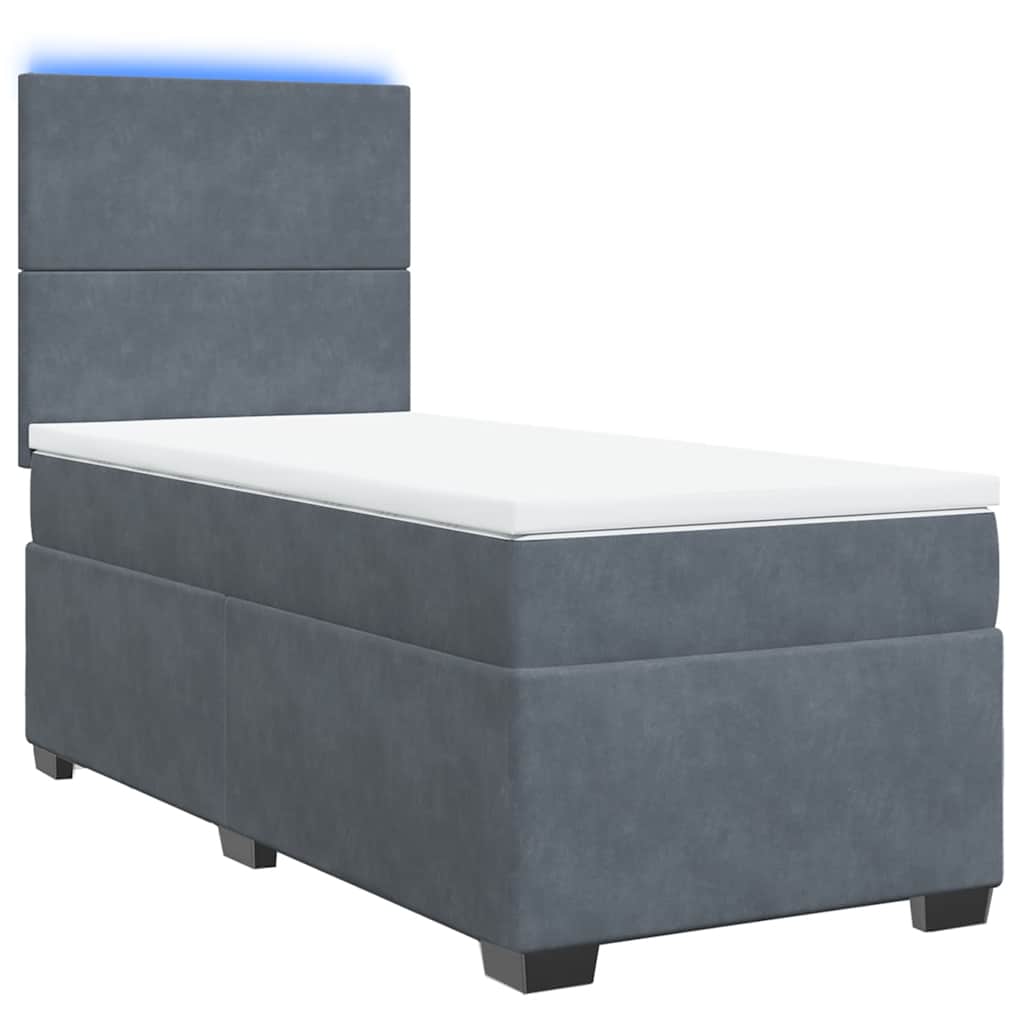 Box spring krevet s madracem tamnosivi 80 x 200 cm baršunasti