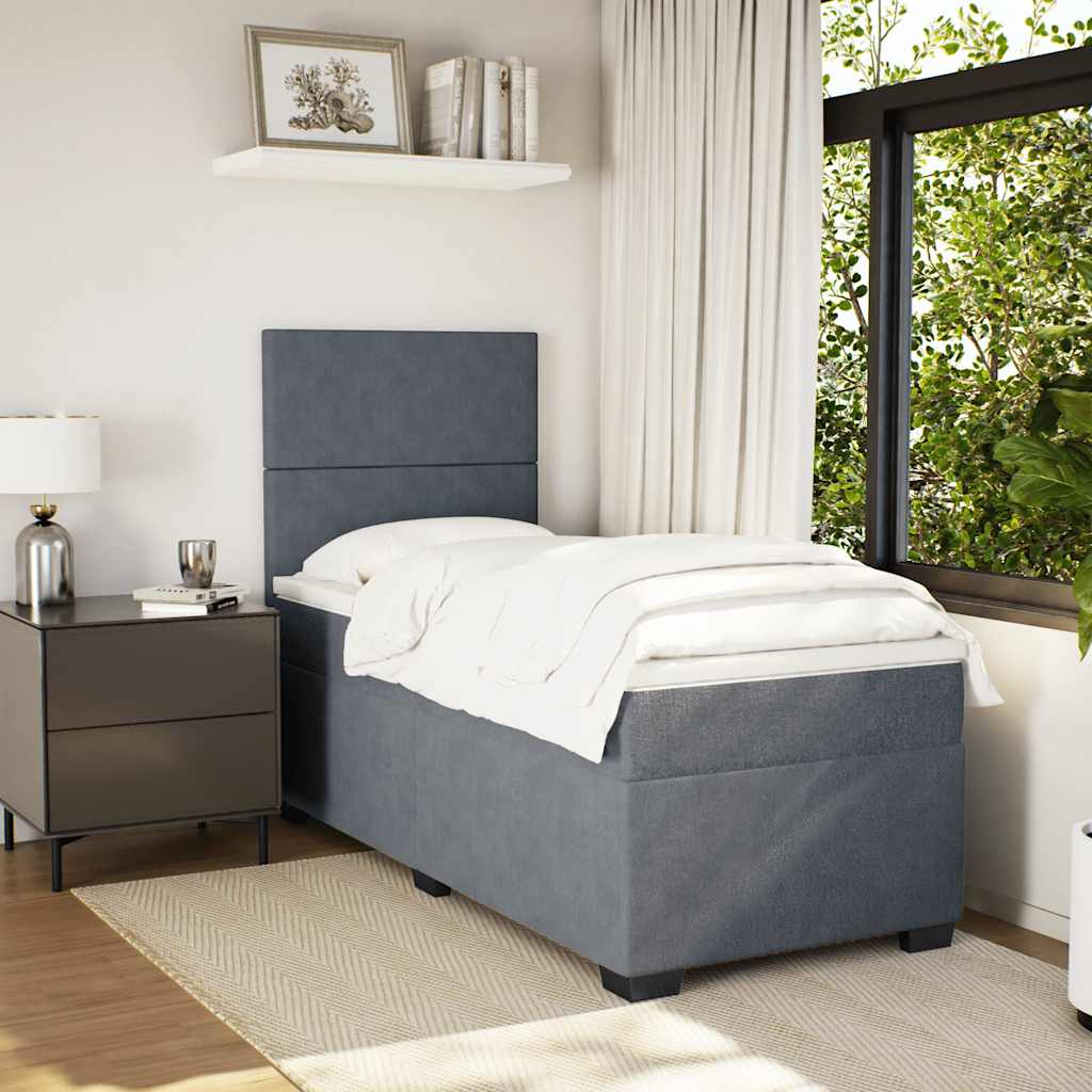 Box spring krevet s madracem tamnosivi 80 x 200 cm baršunasti