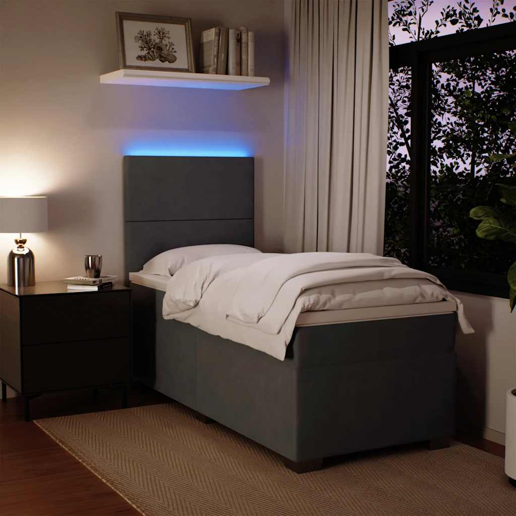 Box spring krevet s madracem tamnosivi 80 x 200 cm baršunasti