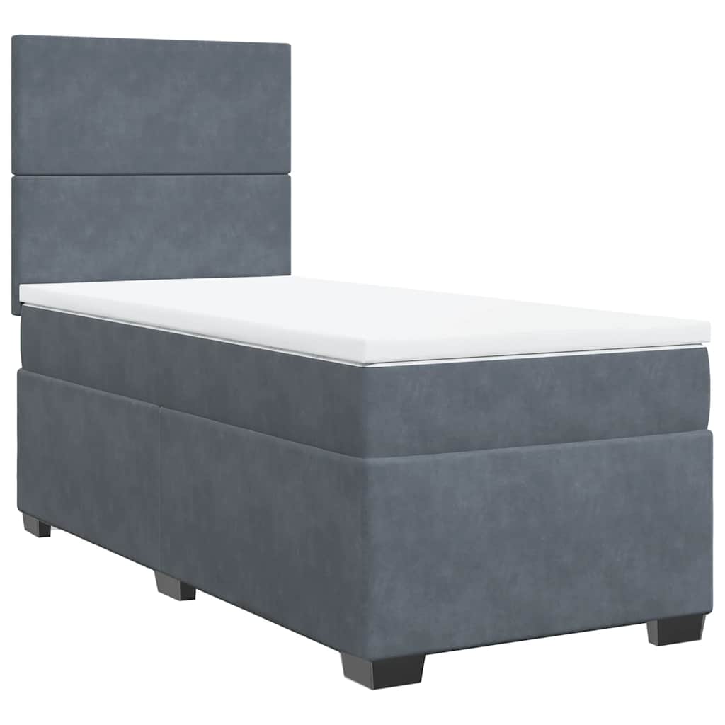 Box spring krevet s madracem tamnosivi 80 x 200 cm baršunasti