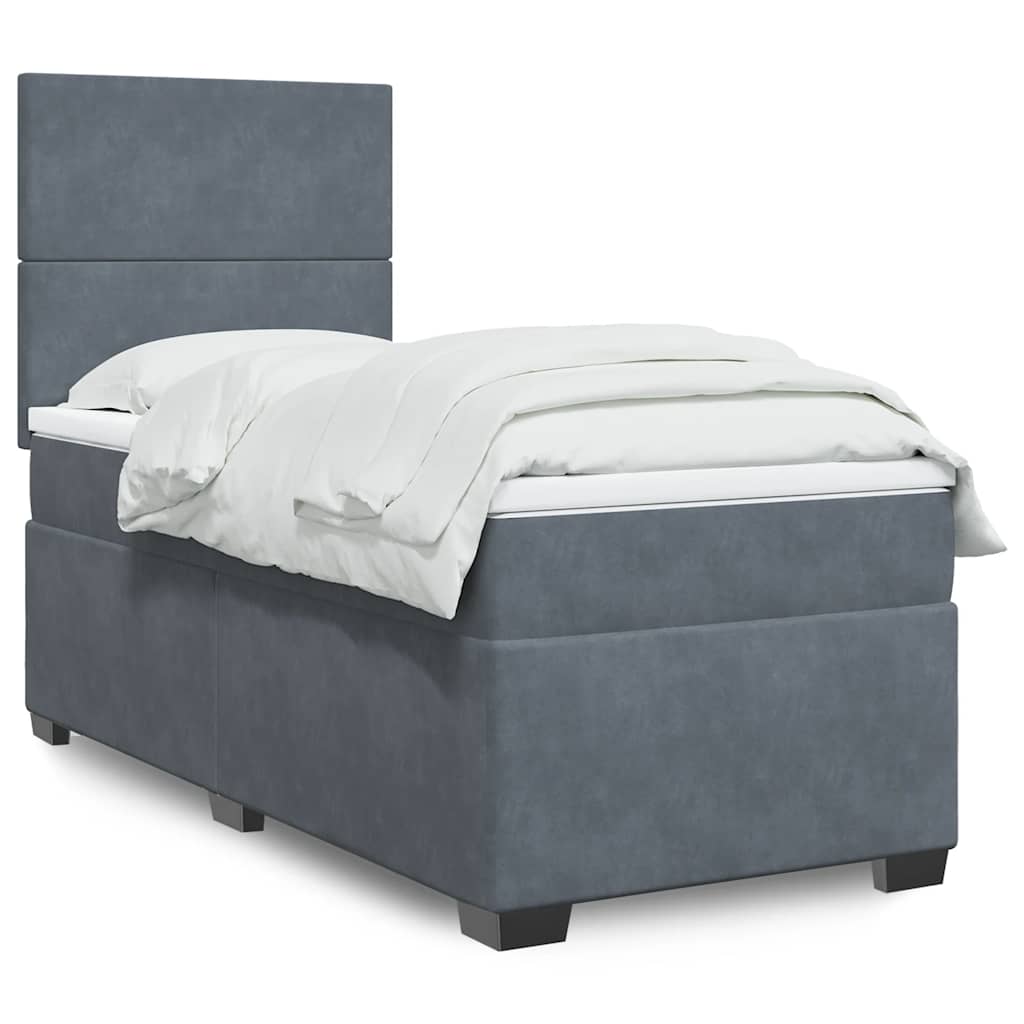 Box spring krevet s madracem tamnosivi 80 x 200 cm baršunasti