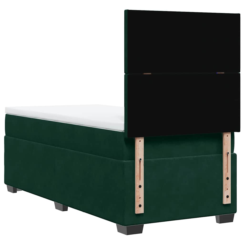Box spring krevet s madracem tamnozeleni 80 x 200 cm baršunasti