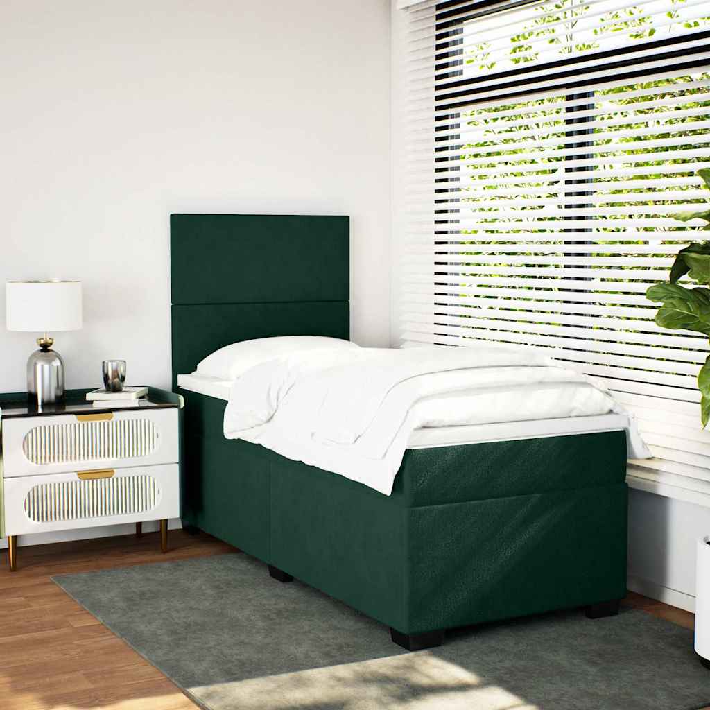 Box spring krevet s madracem tamnozeleni 80 x 200 cm baršunasti