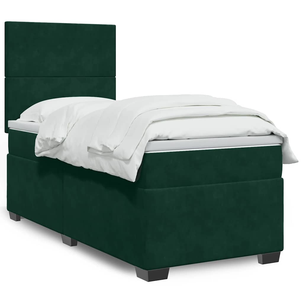 Box spring krevet s madracem tamnozeleni 80 x 200 cm baršunasti