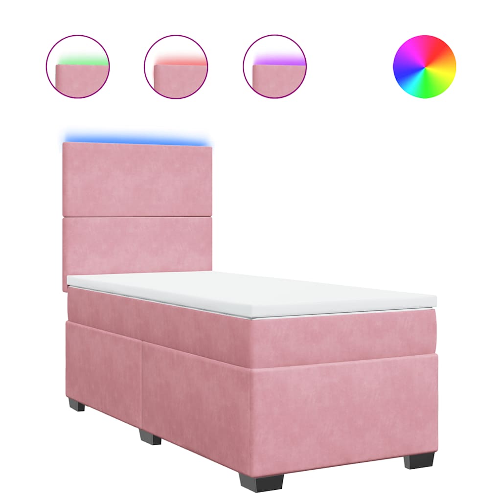 Box spring krevet s madracem ružičasti 80 x 200 cm baršunasti
