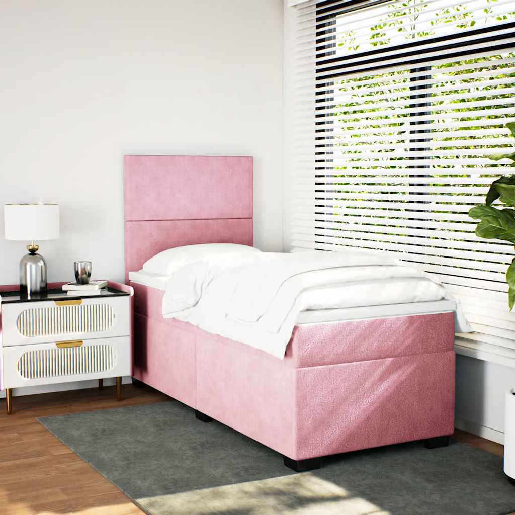 Box spring krevet s madracem ružičasti 80 x 200 cm baršunasti