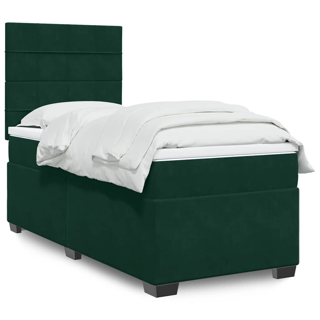 Box spring krevet s madracem tamnozeleni 80 x 200 cm baršunasti