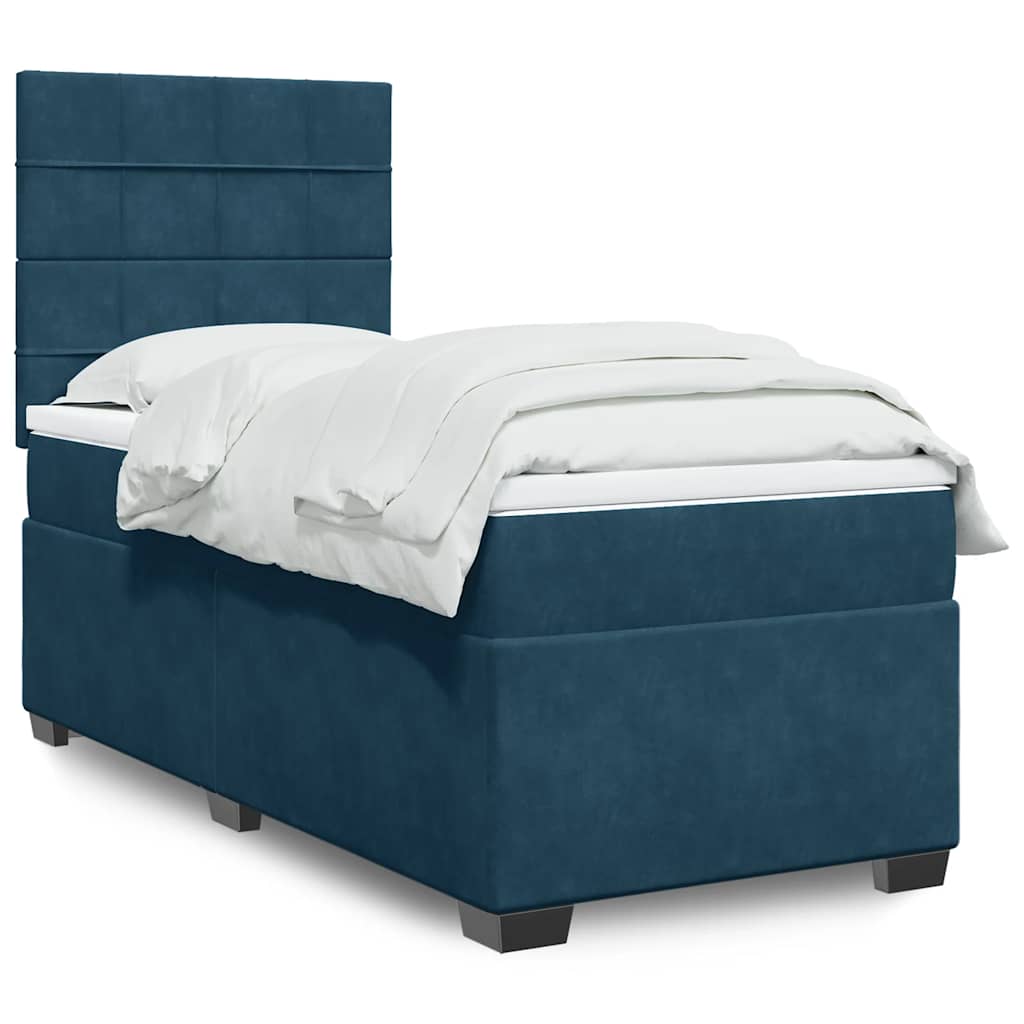 Box spring krevet s madracem plavi 80 x 200 cm baršunasti