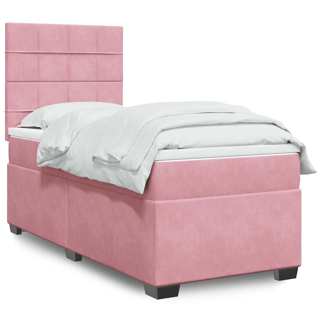 Box spring krevet s madracem ružičasti 80 x 200 cm baršunasti