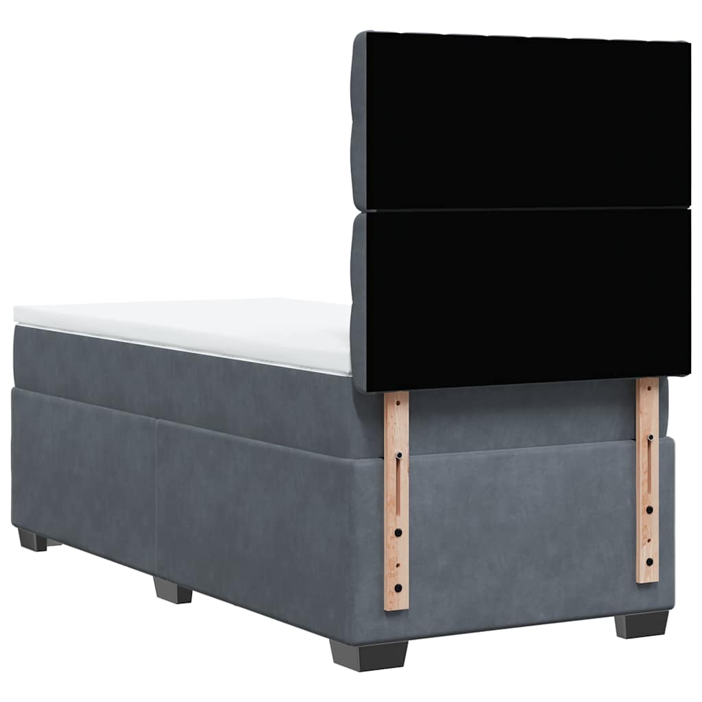 Box spring krevet s madracem tamnosivi 80 x 200 cm baršunasti