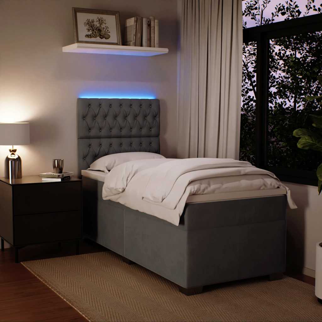 Box spring krevet s madracem tamnosivi 80 x 200 cm baršunasti