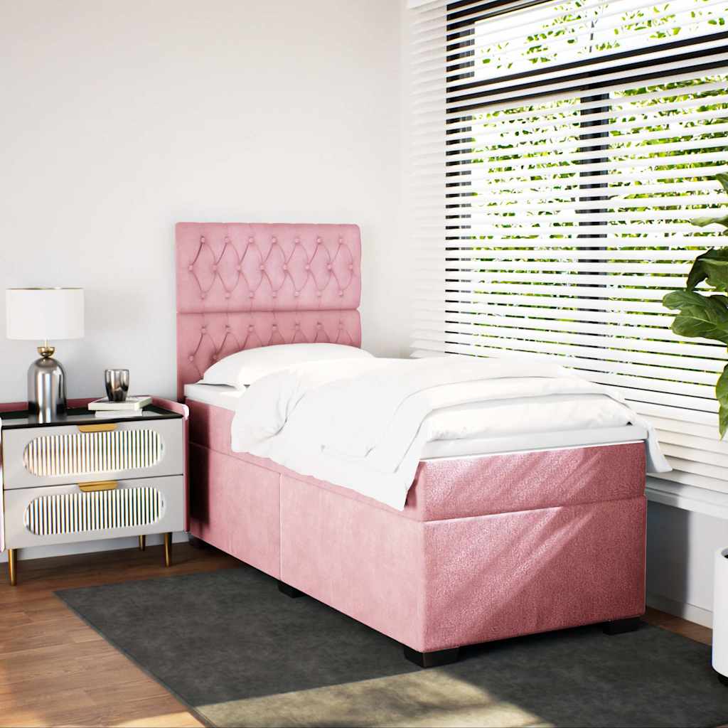Box spring krevet s madracem ružičasti 80 x 200 cm baršunasti