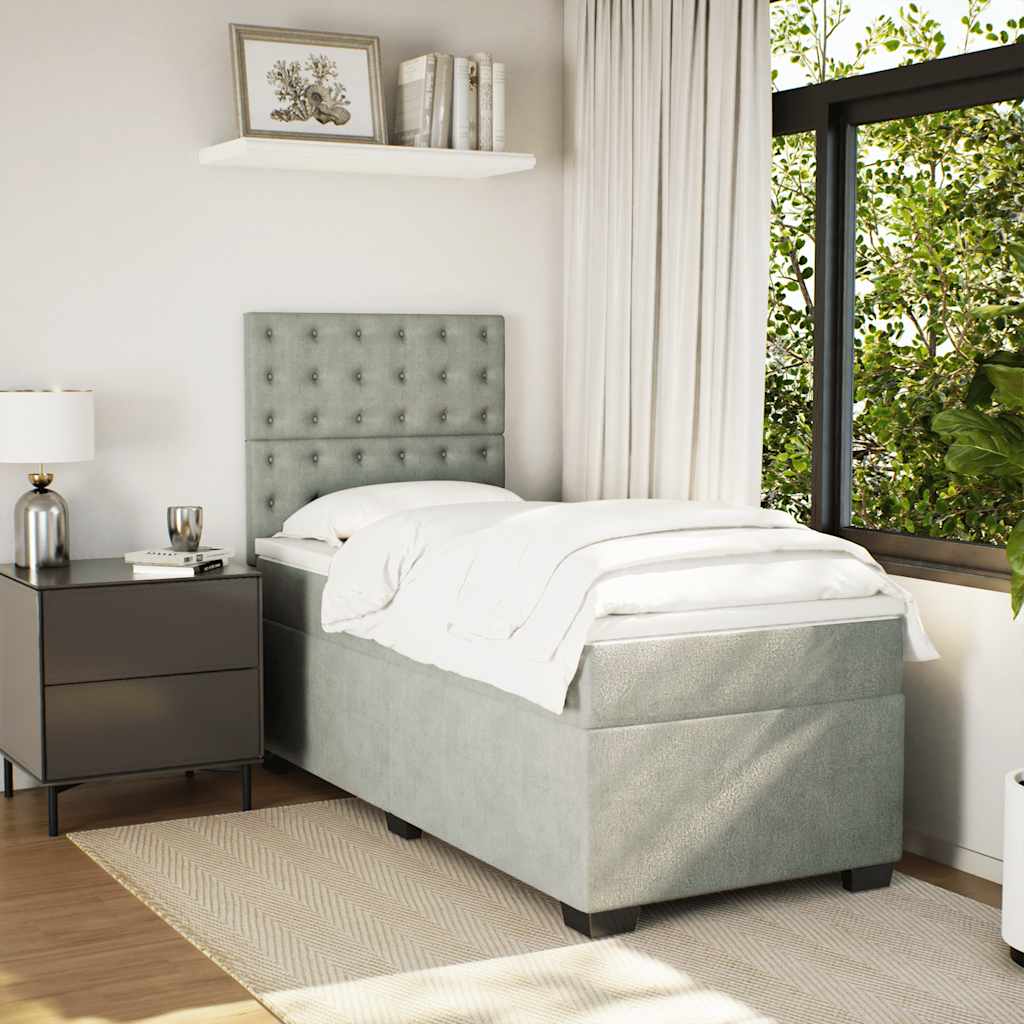 Box spring krevet s madracem svjetlosivi 80 x 200 cm baršunasti
