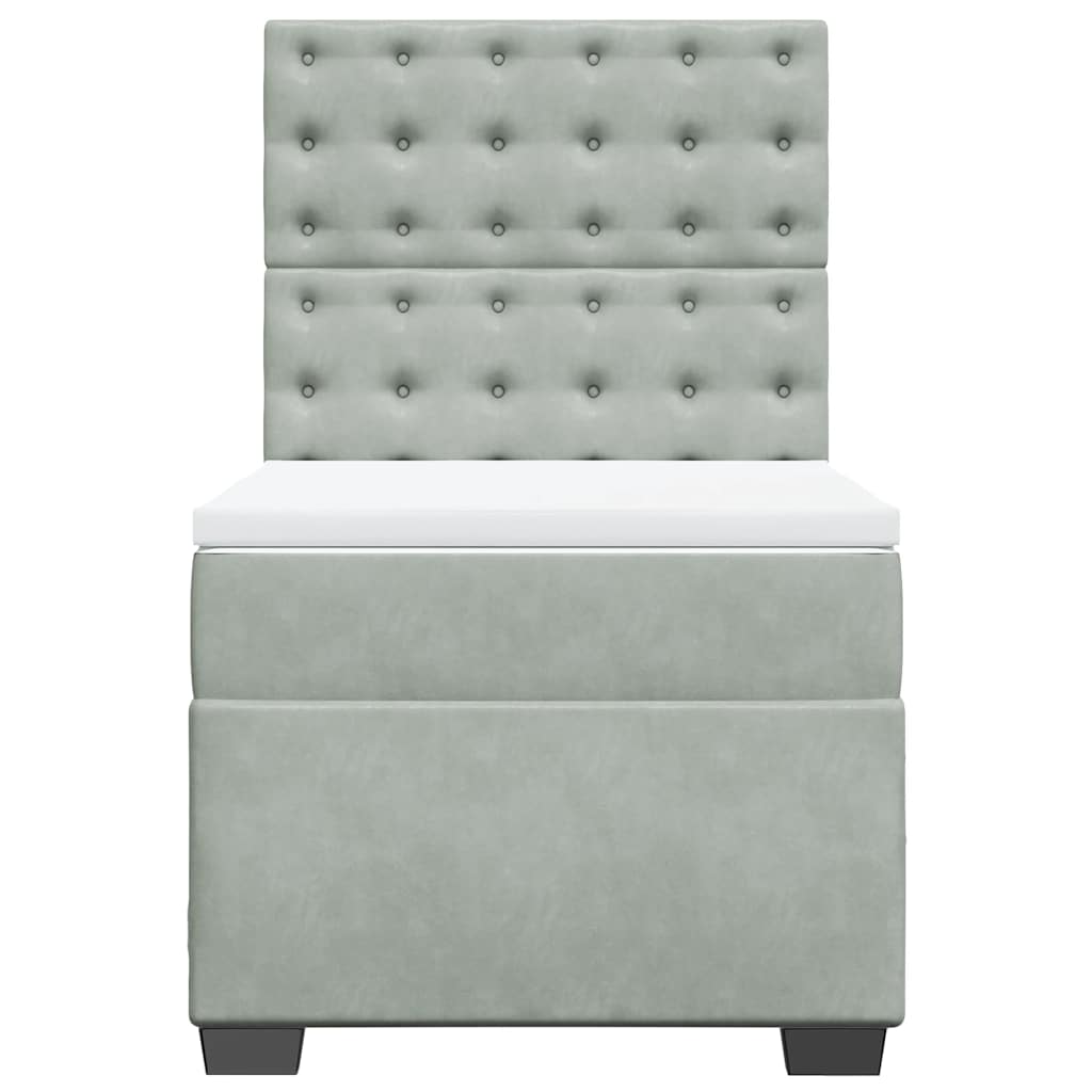 Box spring krevet s madracem svjetlosivi 80 x 200 cm baršunasti