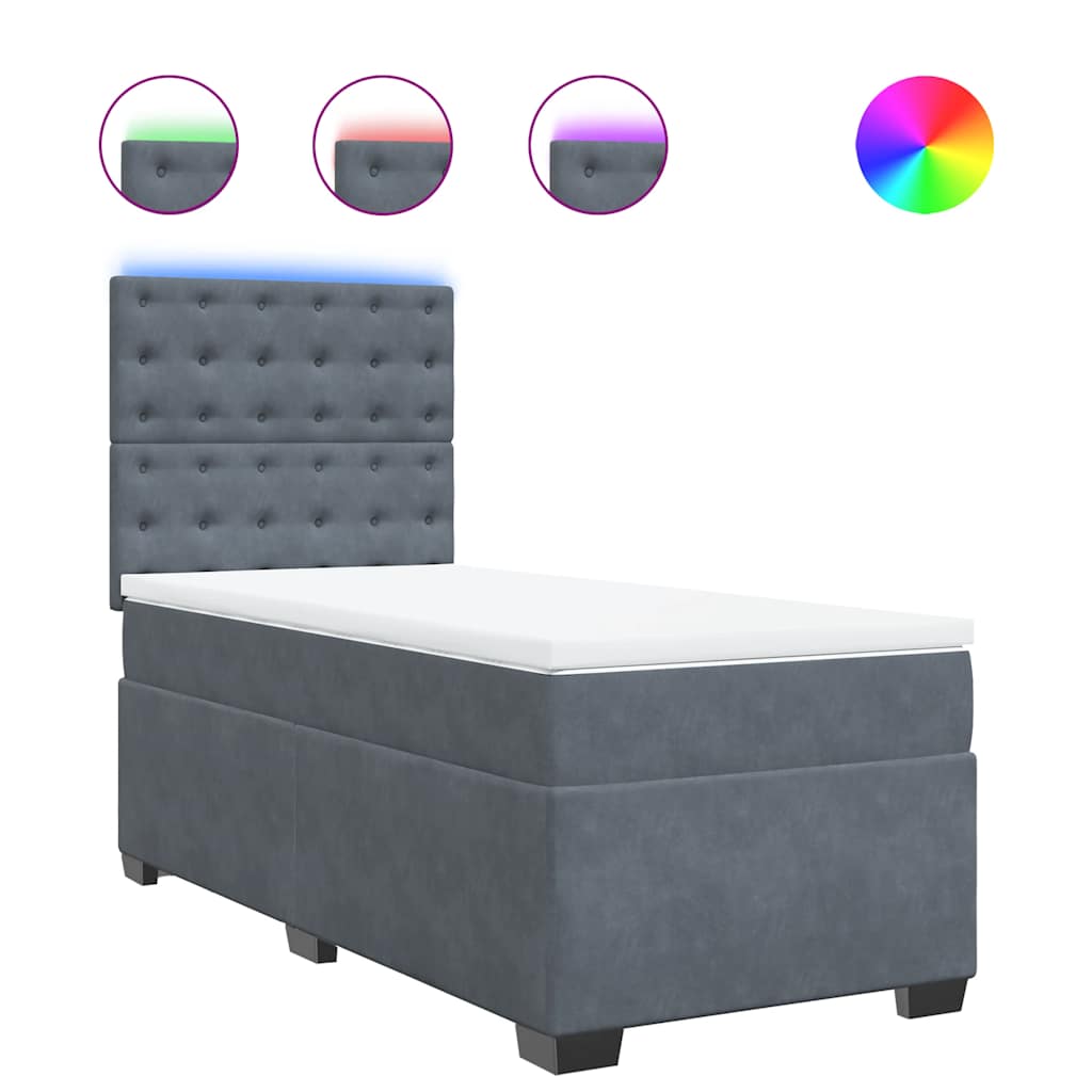Box spring krevet s madracem tamnosivi 80 x 200 cm baršunasti