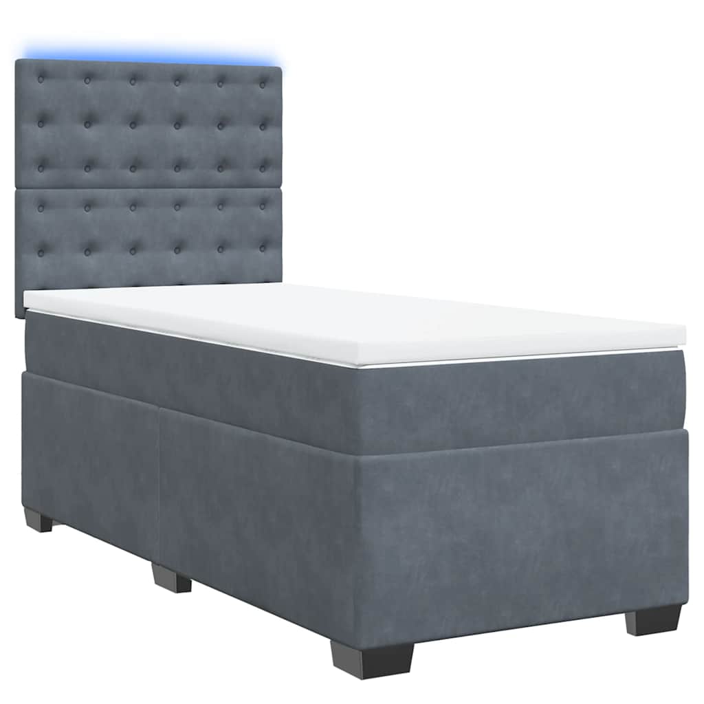 Box spring krevet s madracem tamnosivi 80 x 200 cm baršunasti