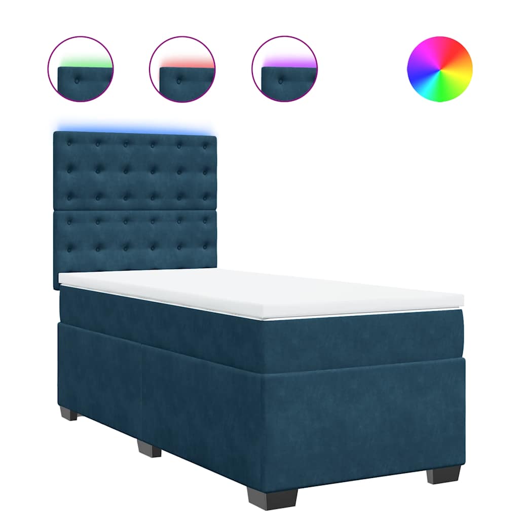 Box spring krevet s madracem plavi 80 x 200 cm baršunasti