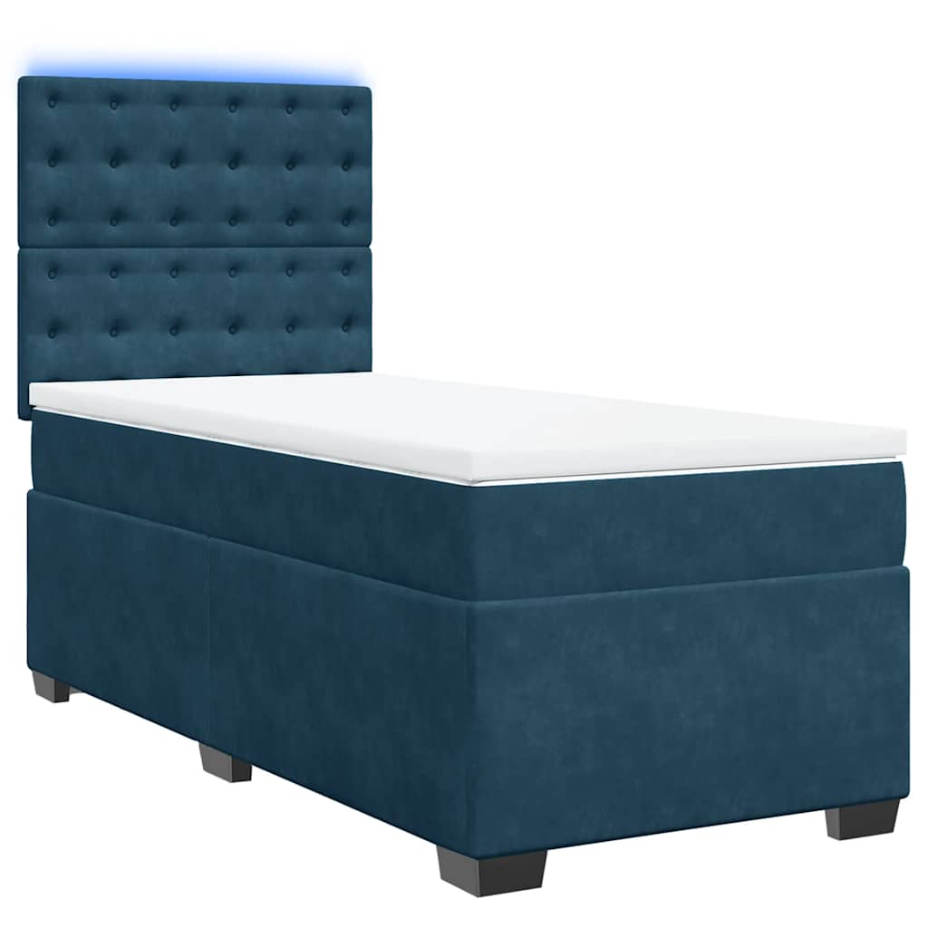 Box spring krevet s madracem plavi 80 x 200 cm baršunasti