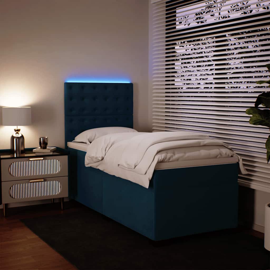 Box spring krevet s madracem plavi 80 x 200 cm baršunasti