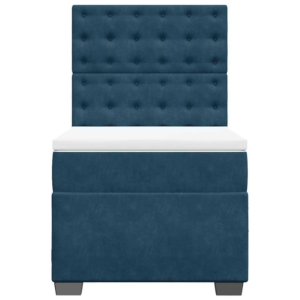 Box spring krevet s madracem plavi 80 x 200 cm baršunasti