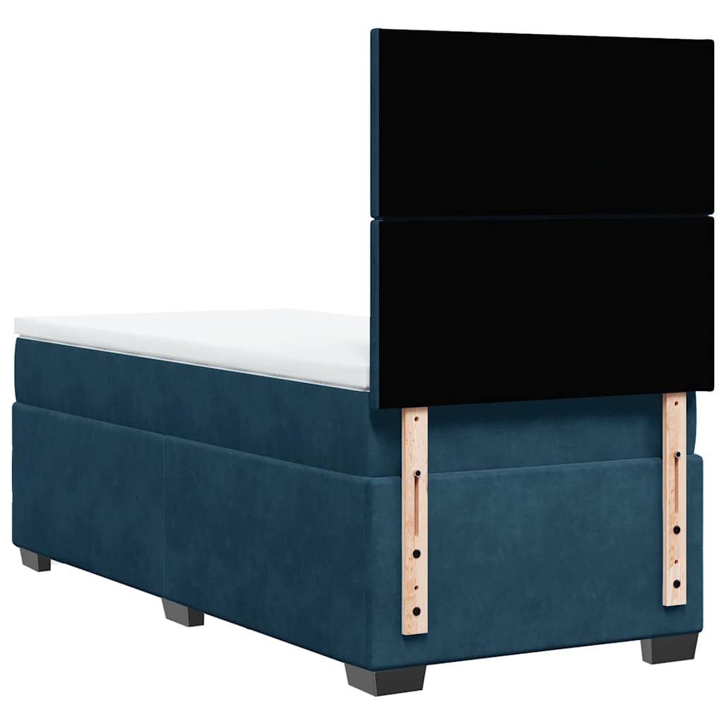 Box spring krevet s madracem plavi 90x190 cm baršunasti