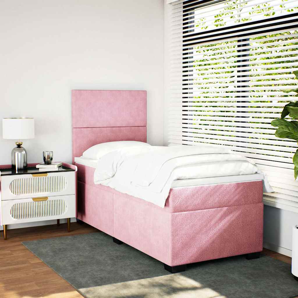 Box spring krevet s madracem ružičasti 90x190 cm baršunasti