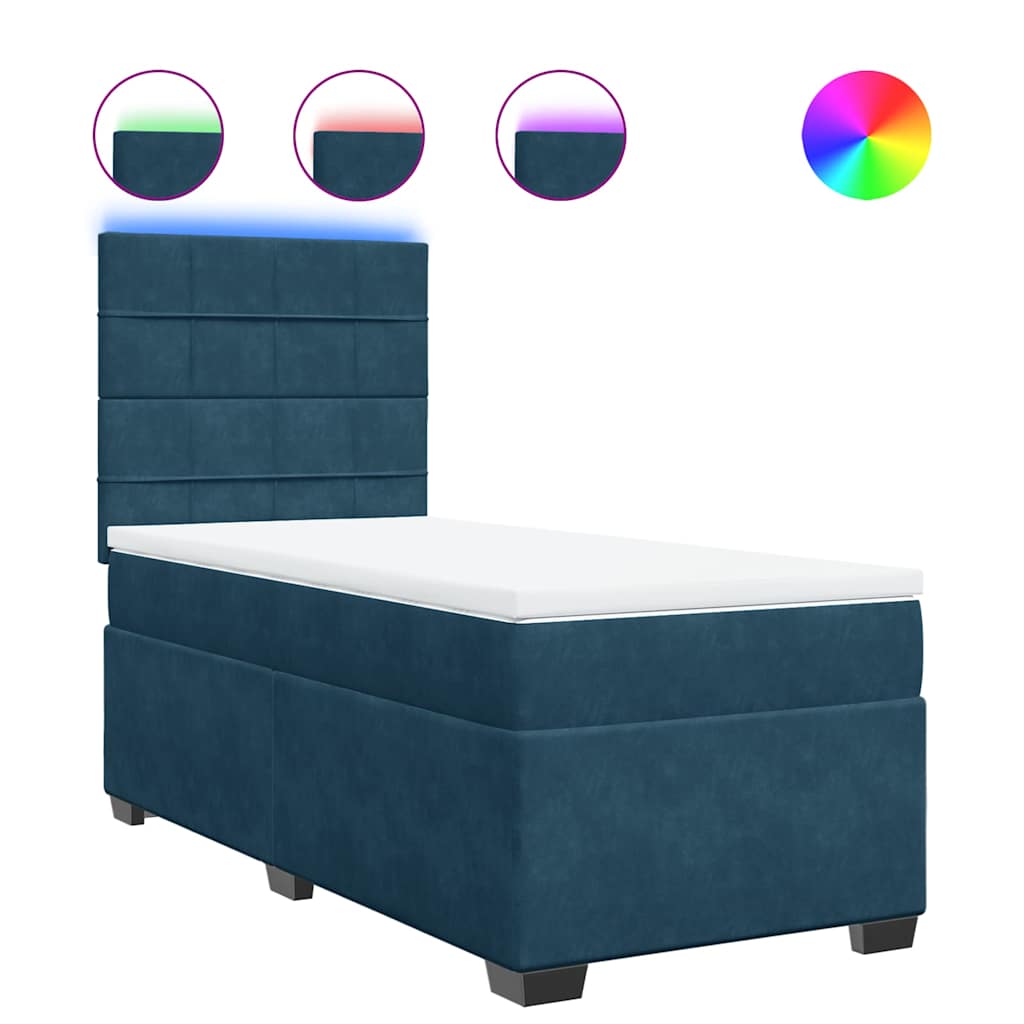 Box spring krevet s madracem plavi 90x190 cm baršunasti