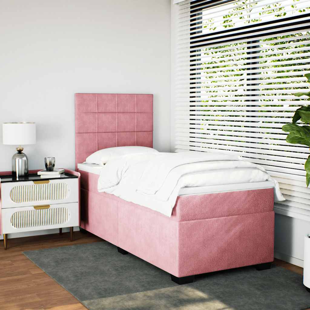 Box spring krevet s madracem ružičasti 90x190 cm baršunasti