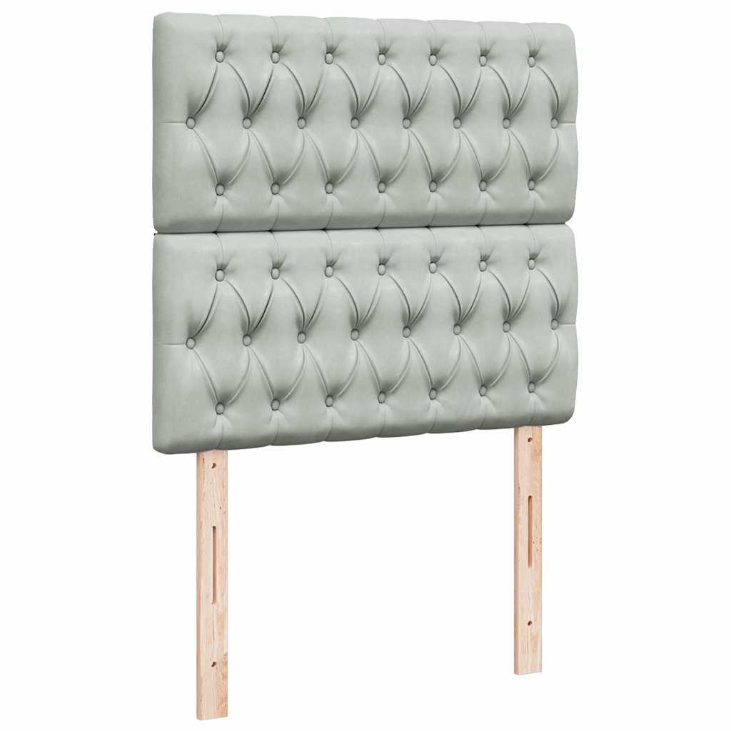 Box spring krevet s madracem svjetlosivi 90x190 cm baršunasti
