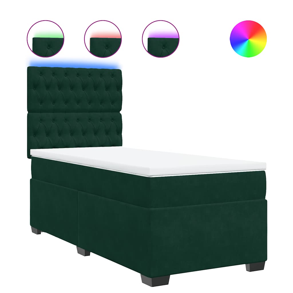 Box spring krevet s madracem tamnozeleni 90x190 cm baršunasti