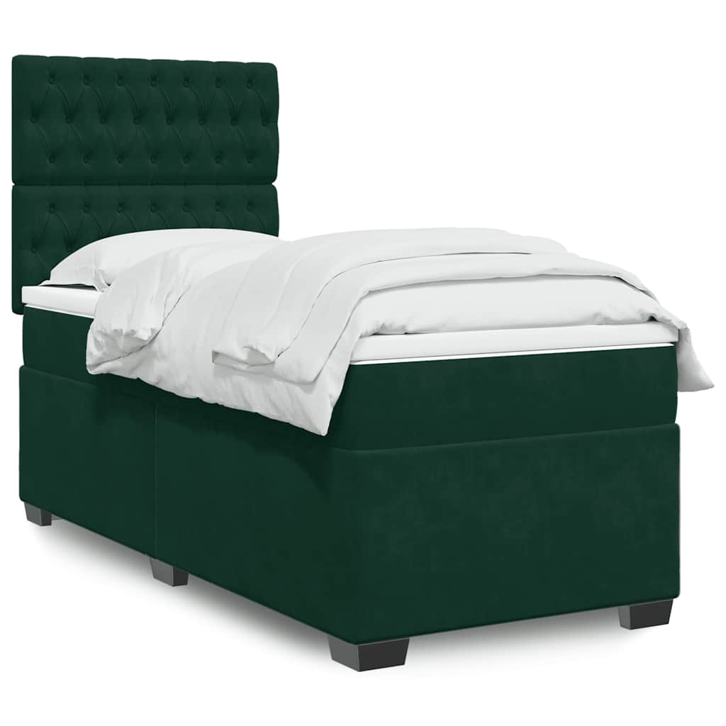 Box spring krevet s madracem tamnozeleni 90x190 cm baršunasti