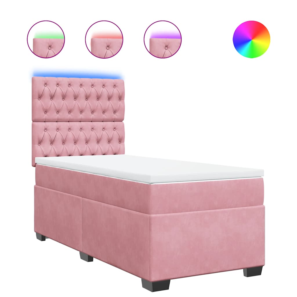 Box spring krevet s madracem ružičasti 90x190 cm baršunasti