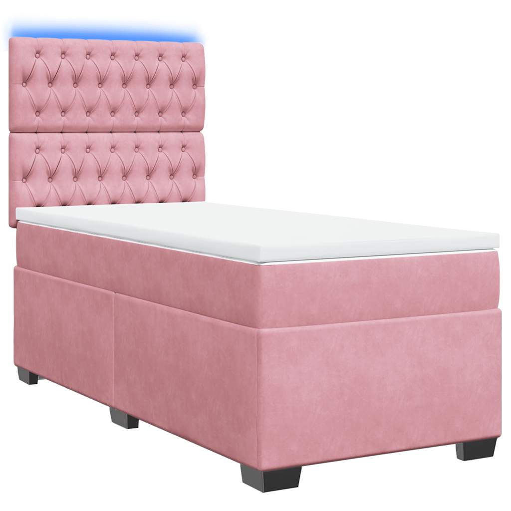 Box spring krevet s madracem ružičasti 90x190 cm baršunasti