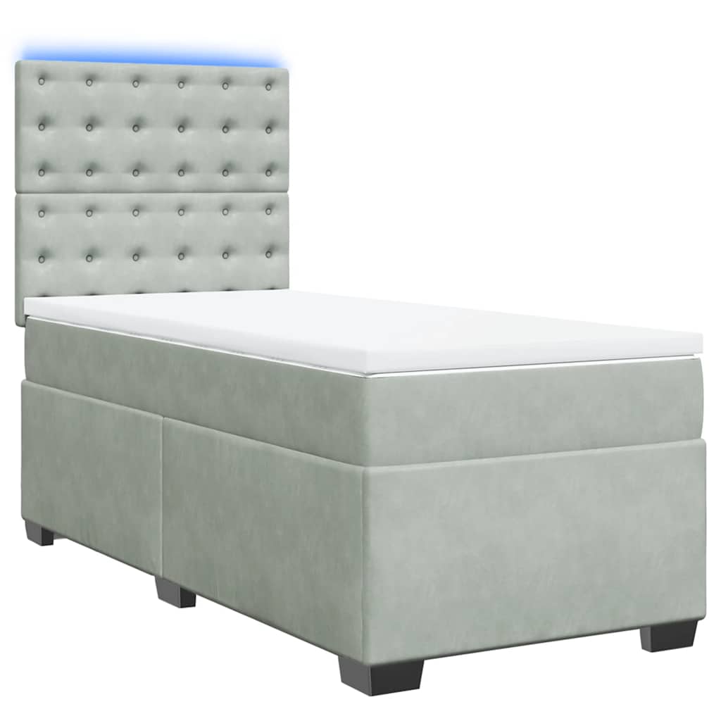 Box spring krevet s madracem svjetlosivi 90x190 cm baršunasti