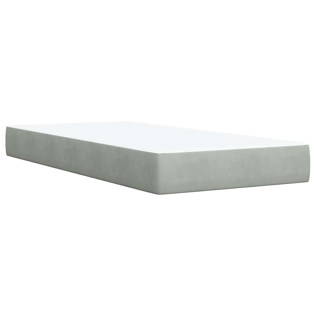 Box spring krevet s madracem svjetlosivi 90x190 cm baršunasti