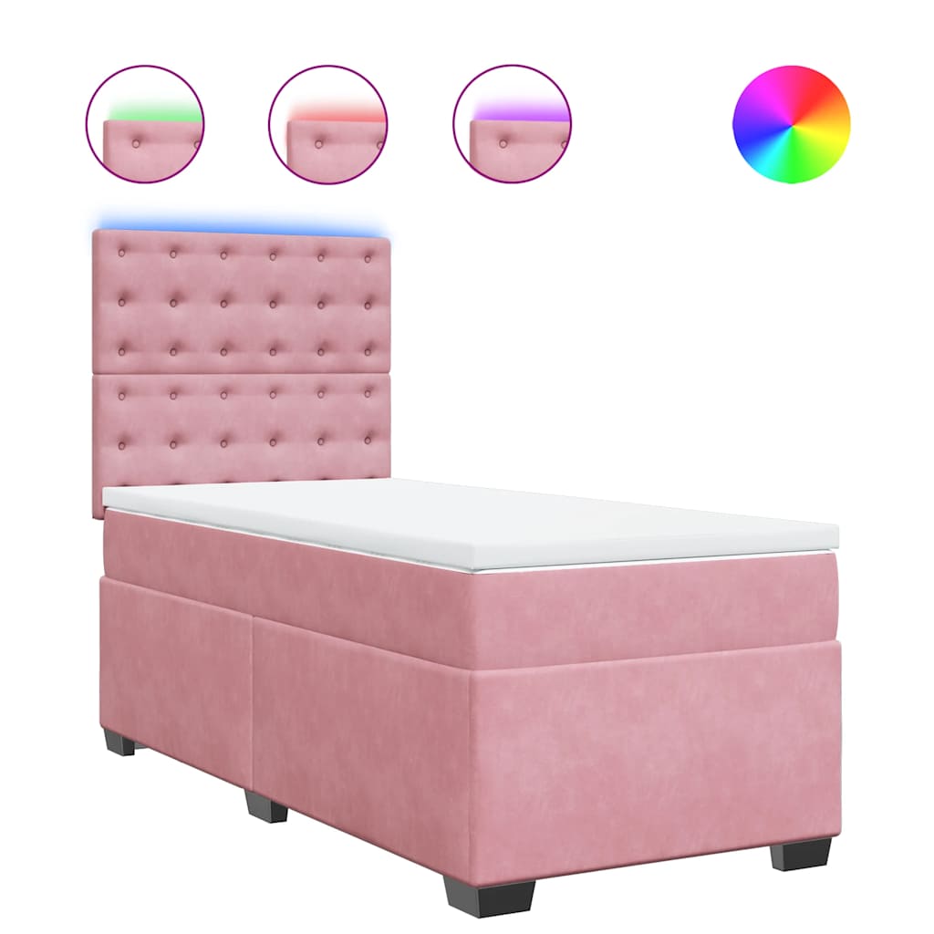 Box spring krevet s madracem ružičasti 90x190 cm baršunasti
