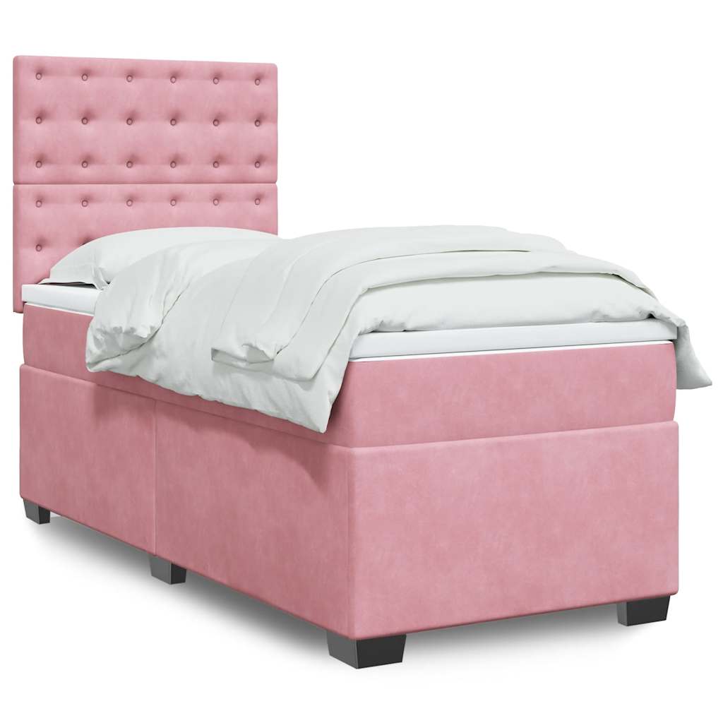 Box spring krevet s madracem ružičasti 90x190 cm baršunasti