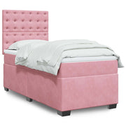 Box spring krevet s madracem ružičasti 90x190 cm baršunasti