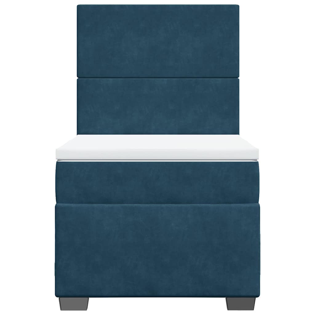 Box spring krevet s madracem plavi 90x200 cm baršunasti