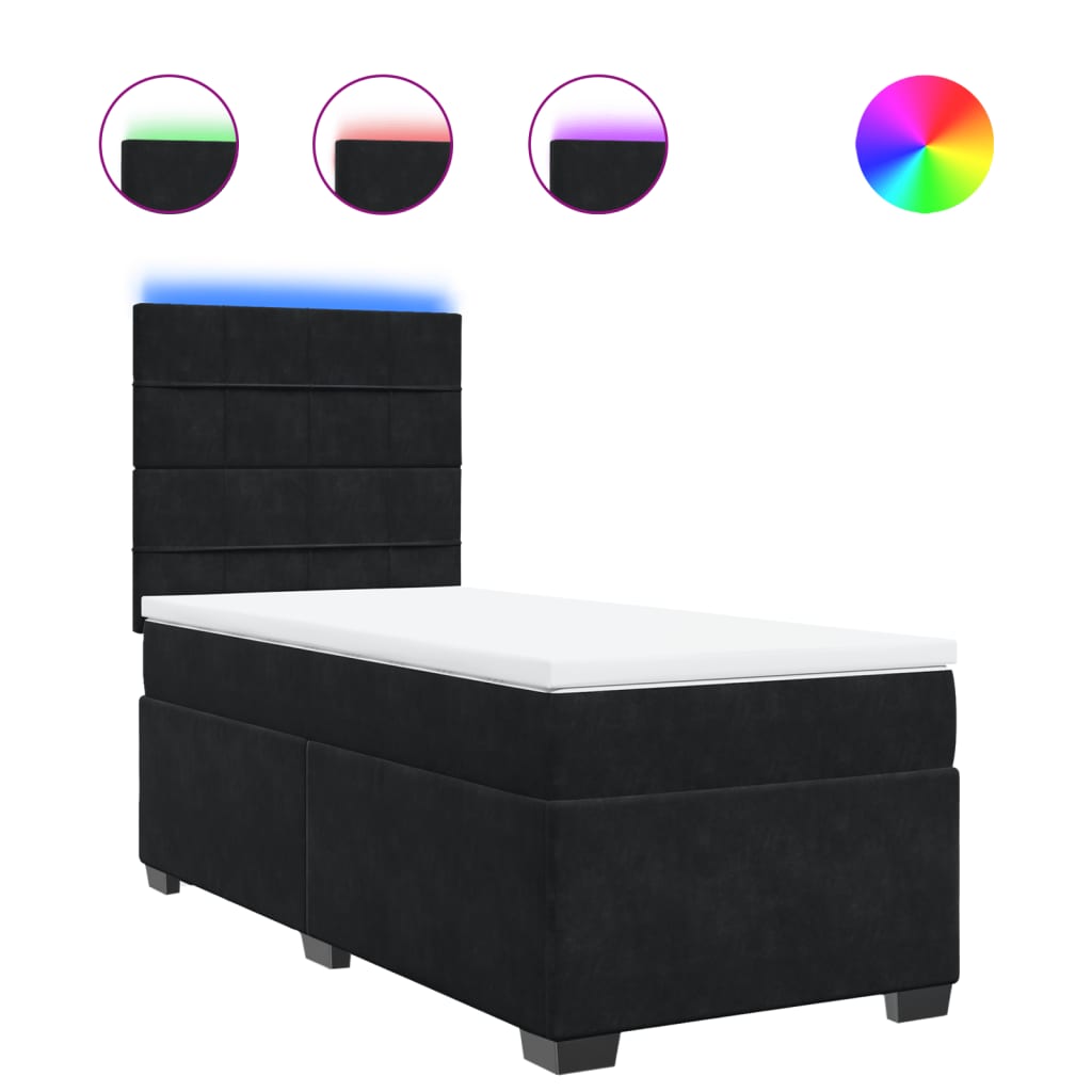 Box spring krevet s madracem crni 90x200 cm baršunasti