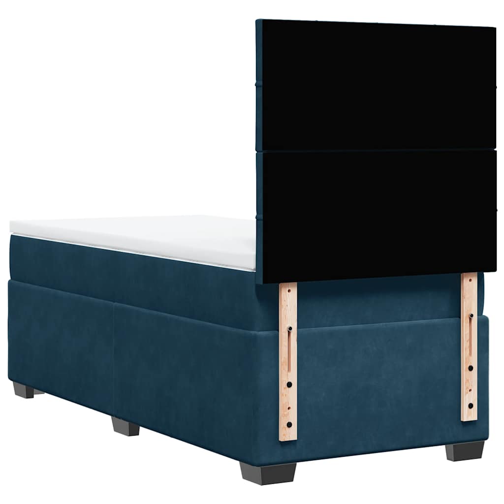 Box spring krevet s madracem plavi 90x200 cm baršunasti