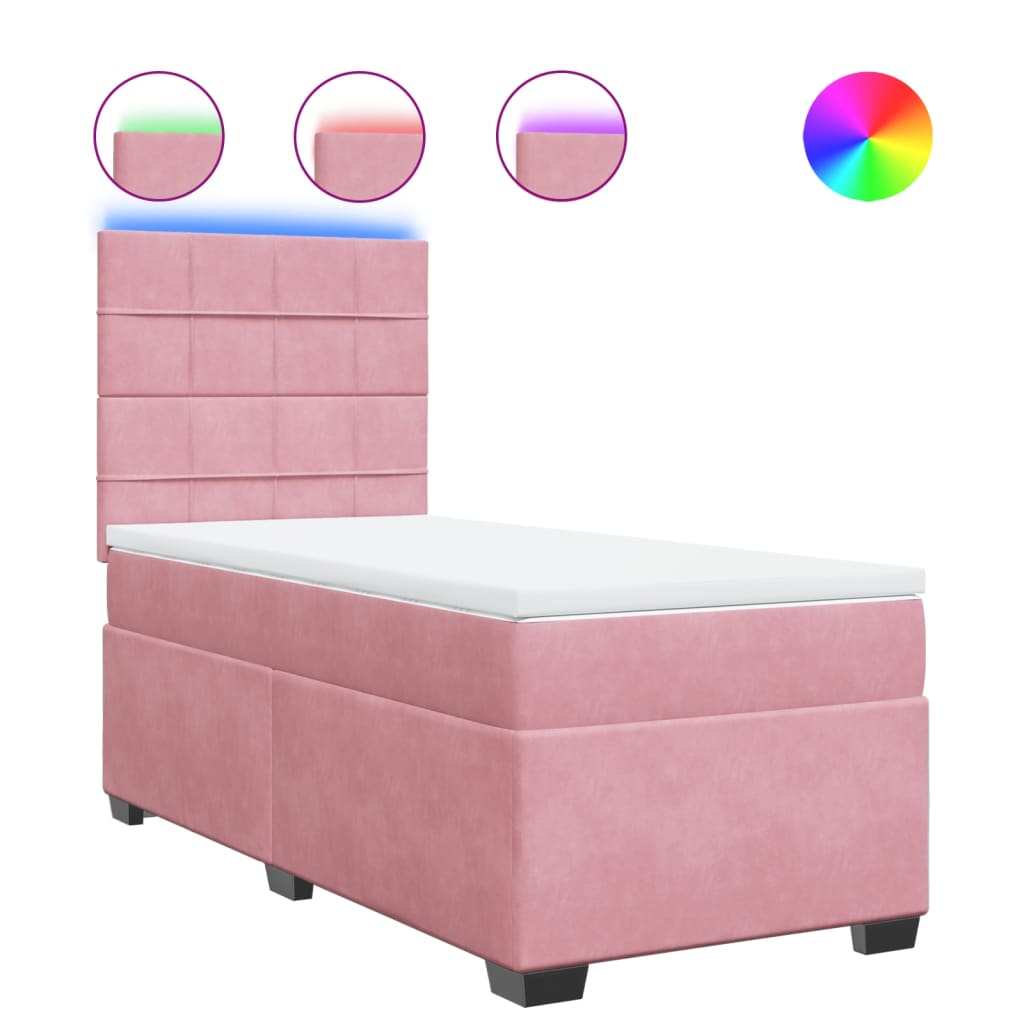 Box spring krevet s madracem ružičasti 90x200 cm baršunasti