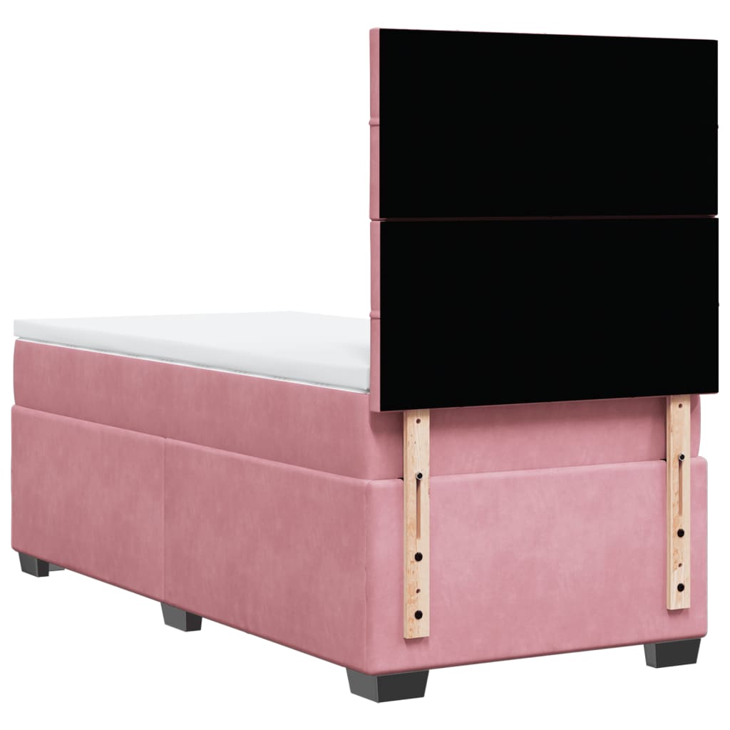 Box spring krevet s madracem ružičasti 90x200 cm baršunasti