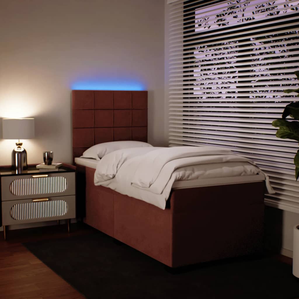 Box spring krevet s madracem ružičasti 90x200 cm baršunasti