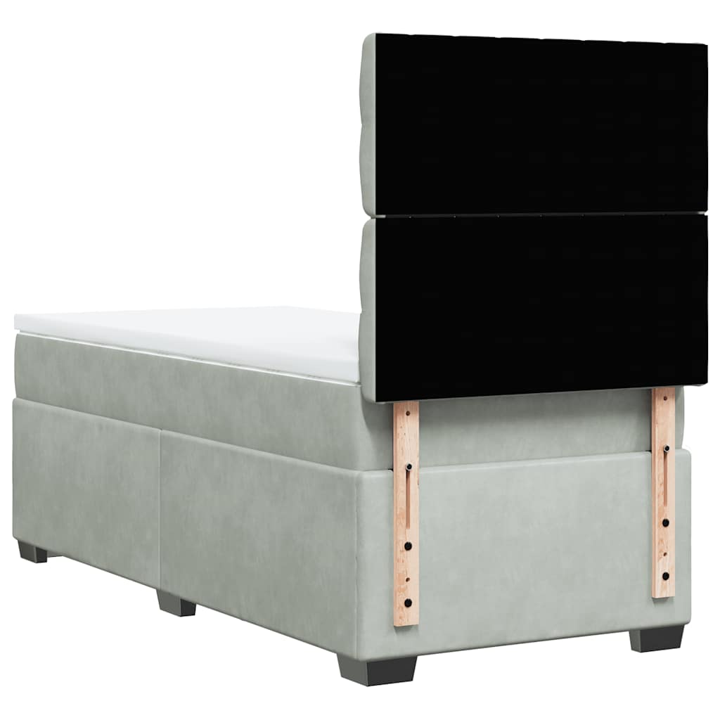 Box spring krevet s madracem svjetlosivi 90x190 cm baršunasti
