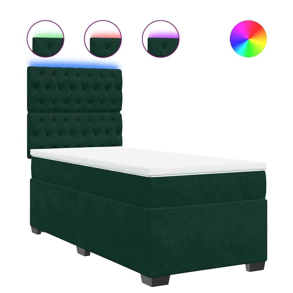 Box spring krevet s madracem tamnozeleni 90x200 cm baršunasti