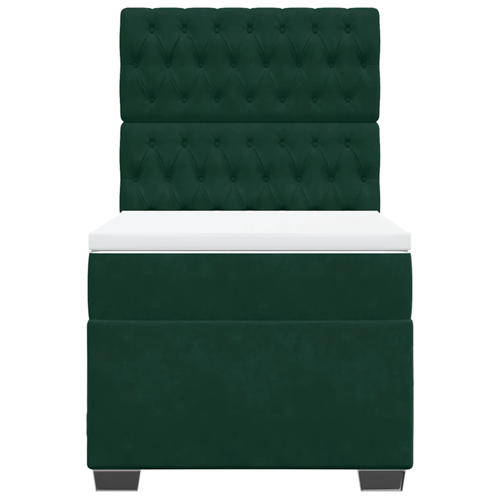 Box spring krevet s madracem tamnozeleni 90x200 cm baršunasti