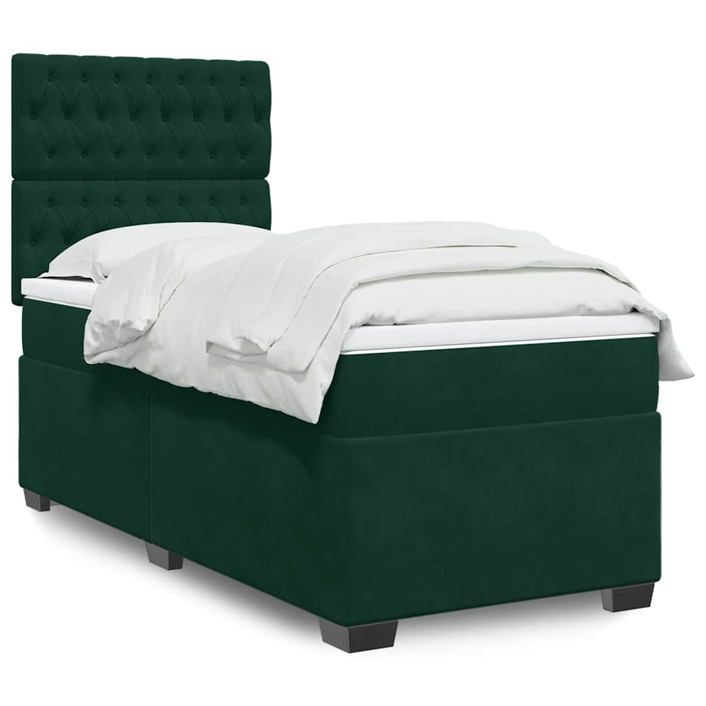 Box spring krevet s madracem tamnozeleni 90x200 cm baršunasti
