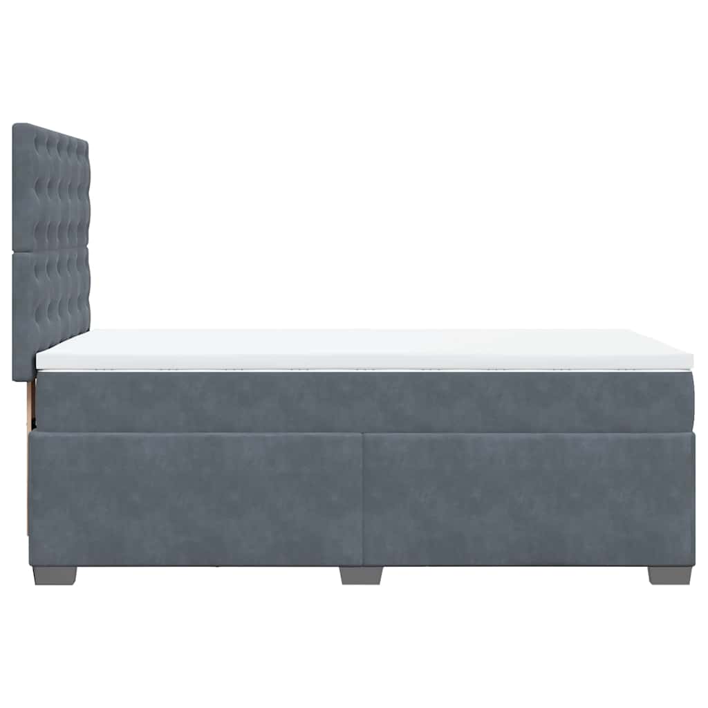 Box spring krevet s madracem tamnosivi 90x200 cm baršunasti