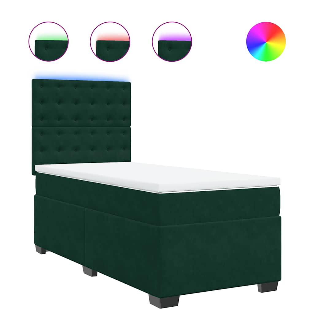 Box spring krevet s madracem tamnozeleni 90x200 cm baršunasti